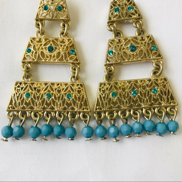 Stunning Earrings! Turquoise/Gold! Egyptian Style! - Picture 6 of 6